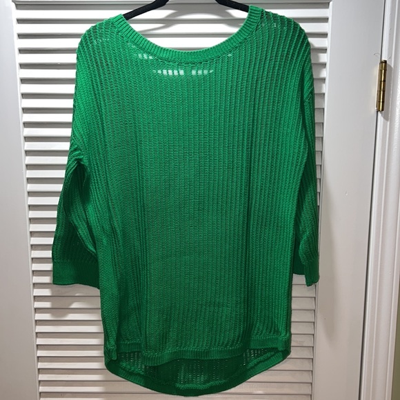 Gap green 3/4 sleeve mesh sweater - Picture 3 of 3
